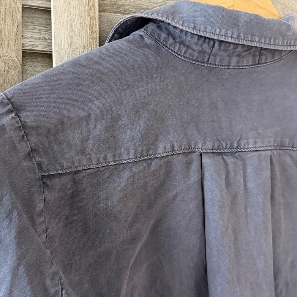 Cloth & Stone Steel Blue Button Down Tencel Shirt - XS - Picture 4 of 6